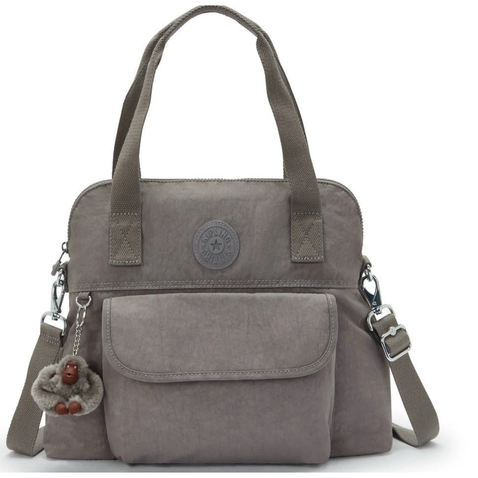 Kipling Pahneiro Crossbody Shoulder Handbag Polyamide Grey Tonal Nwt